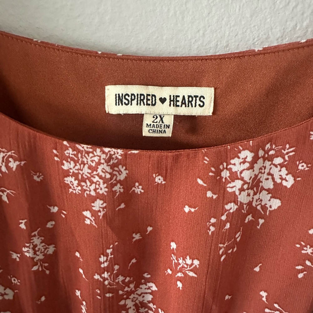 Inspired Hearts Terracotta Floral Dress - Picture 3 of 5